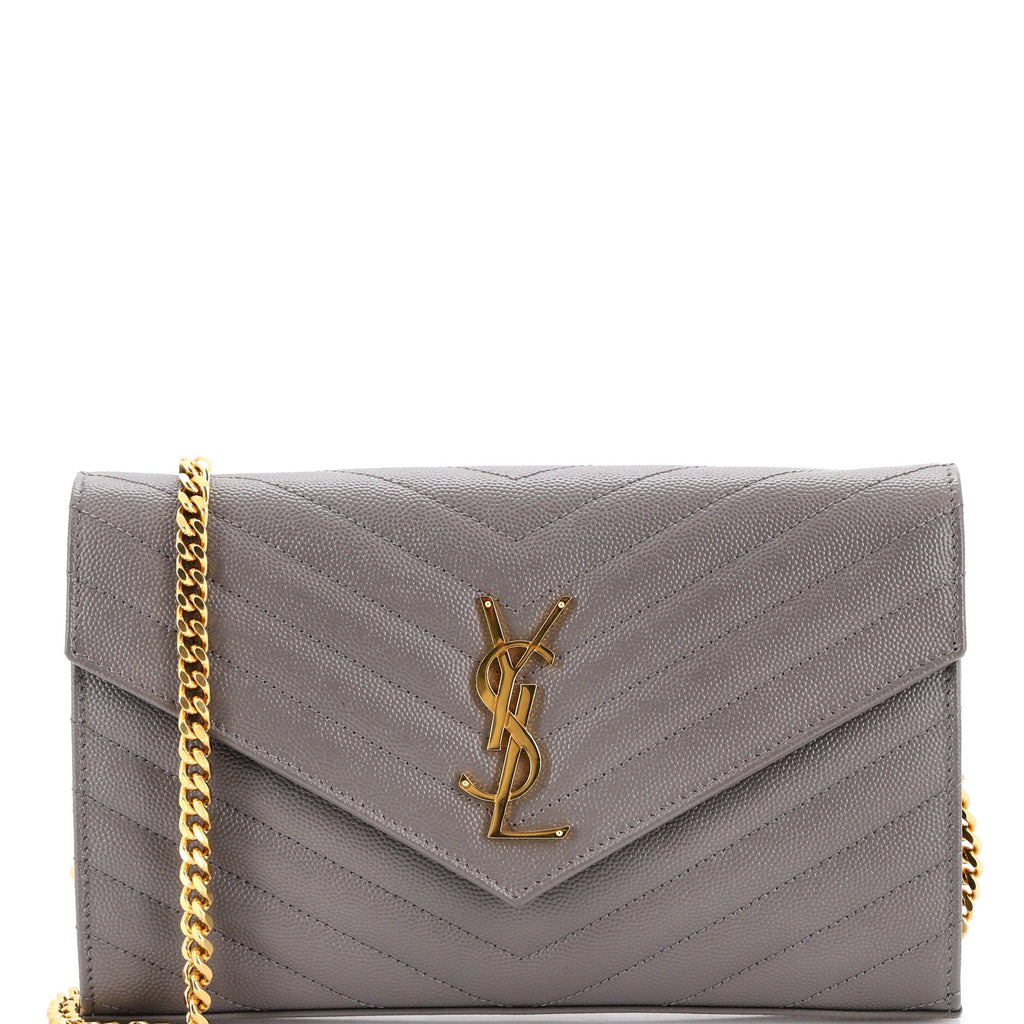 Classic Monogram Wallet on Chain Matelasse Chevron Leather Medium