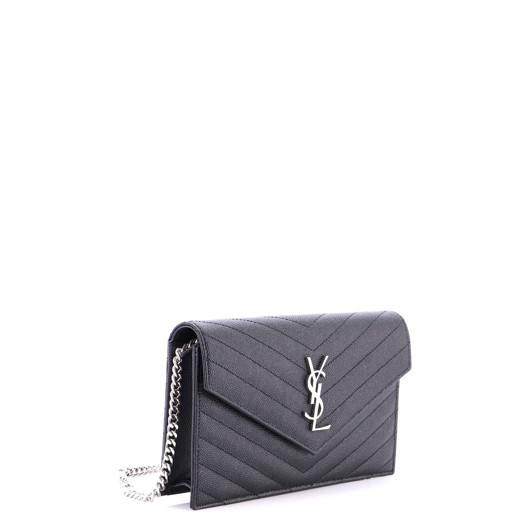 Classic Monogram Wallet on Chain Matelasse Chevron Leather Small