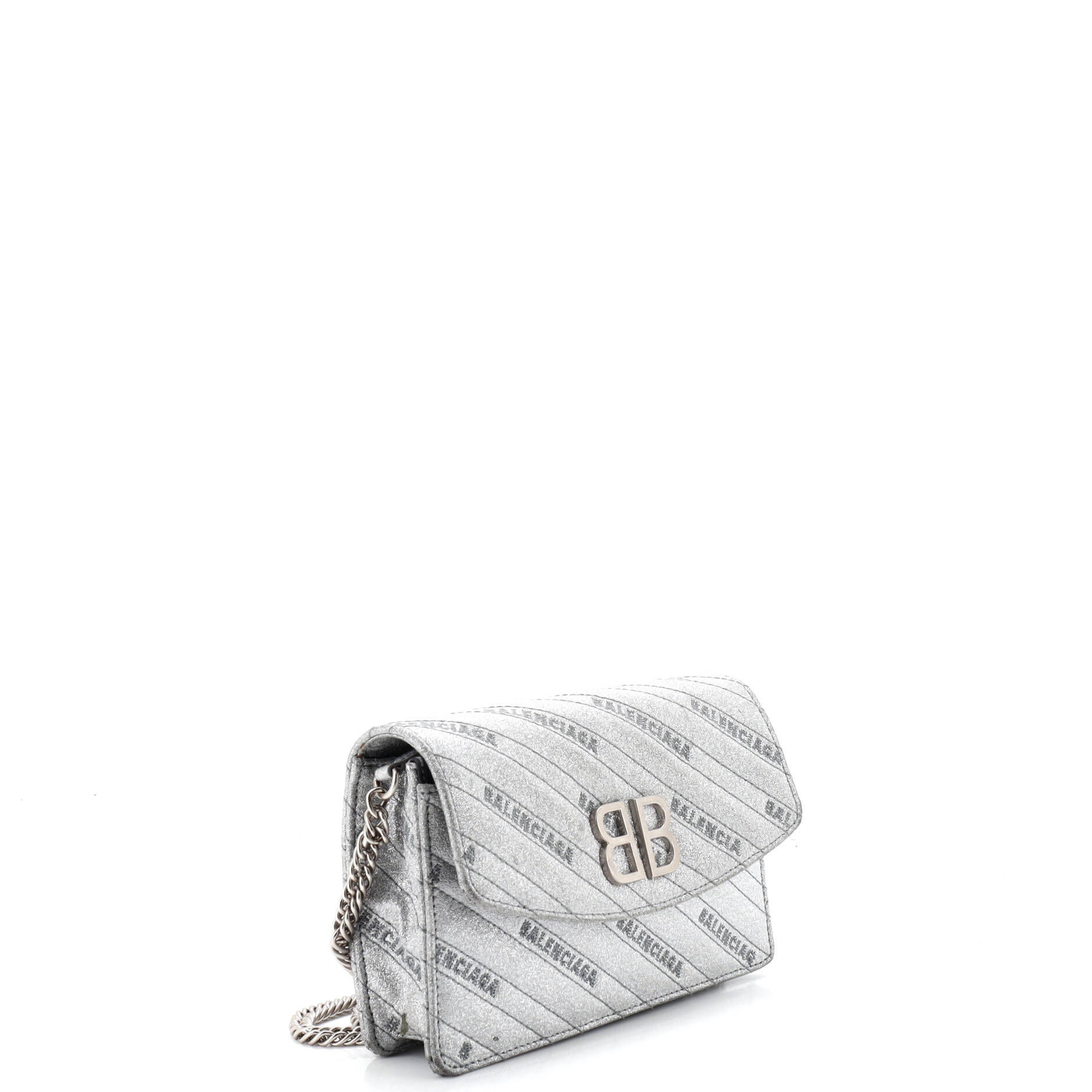 BB Chain Wallet Quilted Embroidered Glitter