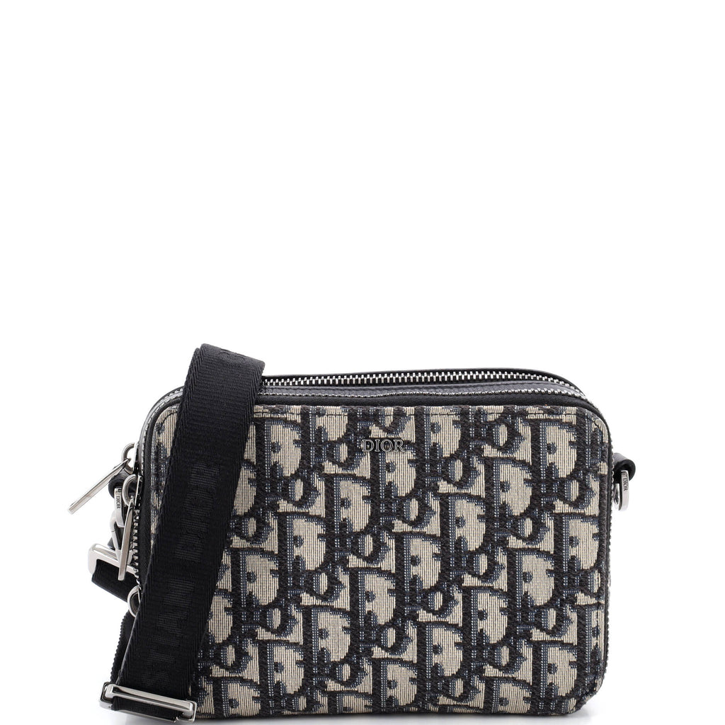 Double Zip Crossbody Pouch Oblique Canvas