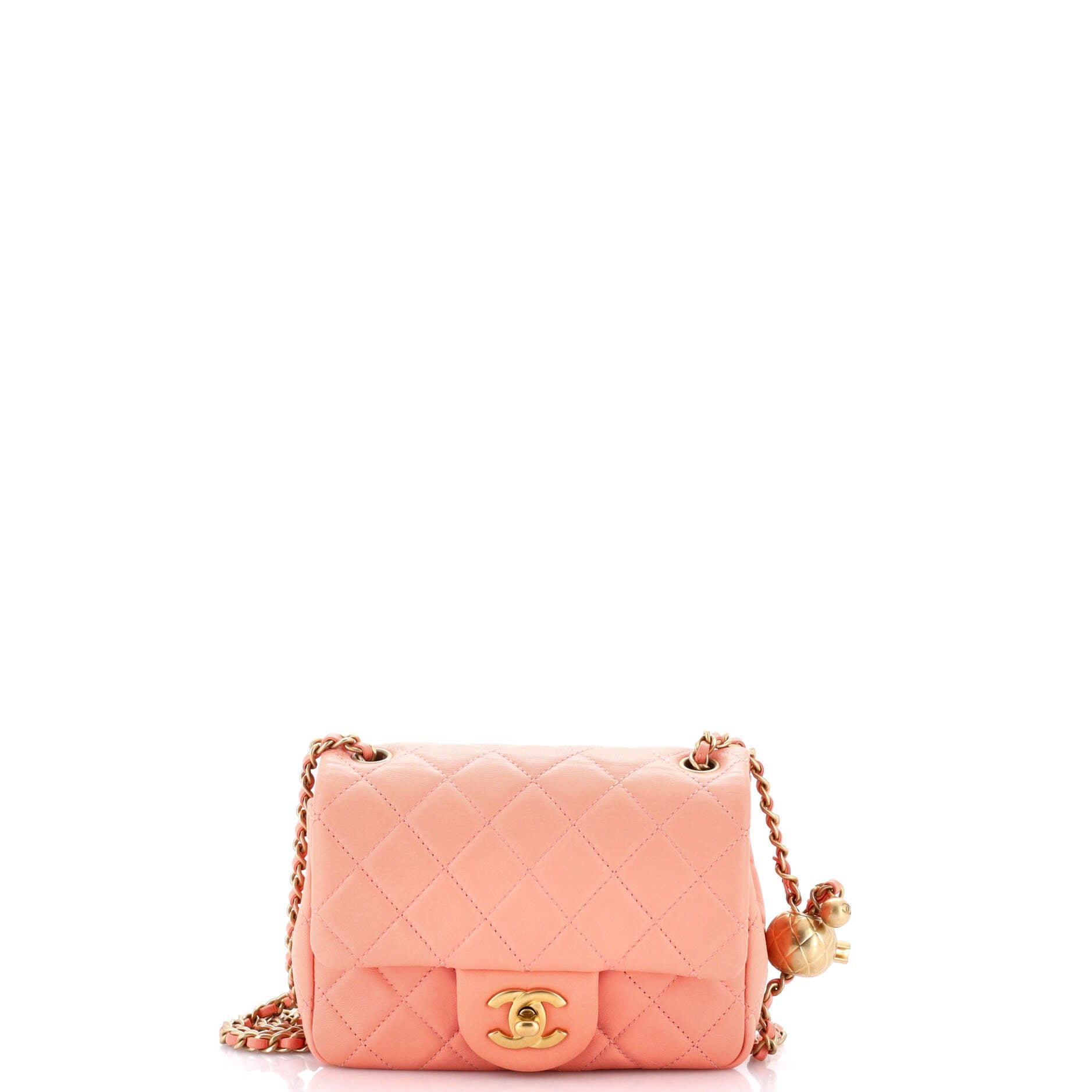 Pearl Crush Square Flap Bag Quilted Lambskin Mini