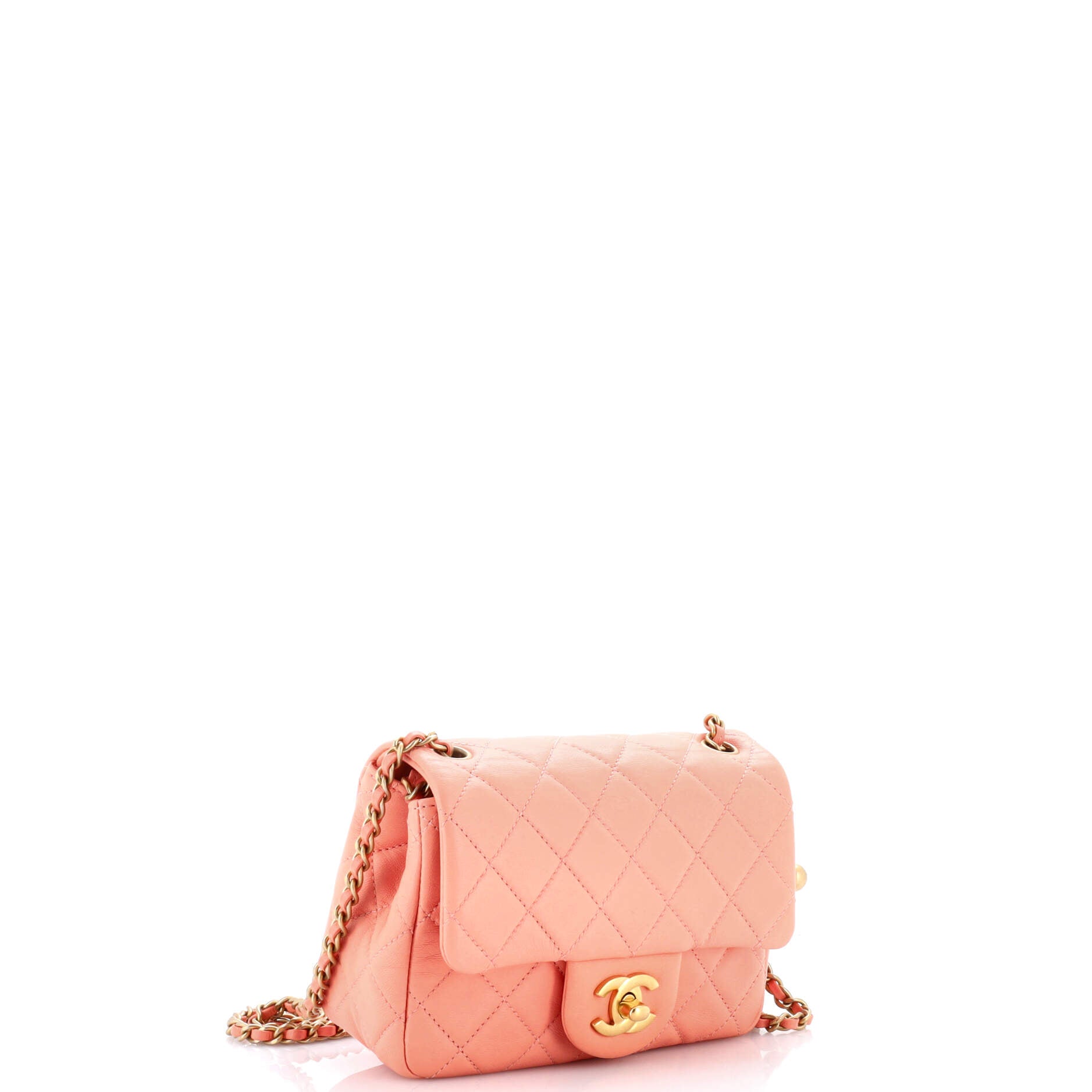 Pearl Crush Square Flap Bag Quilted Lambskin Mini