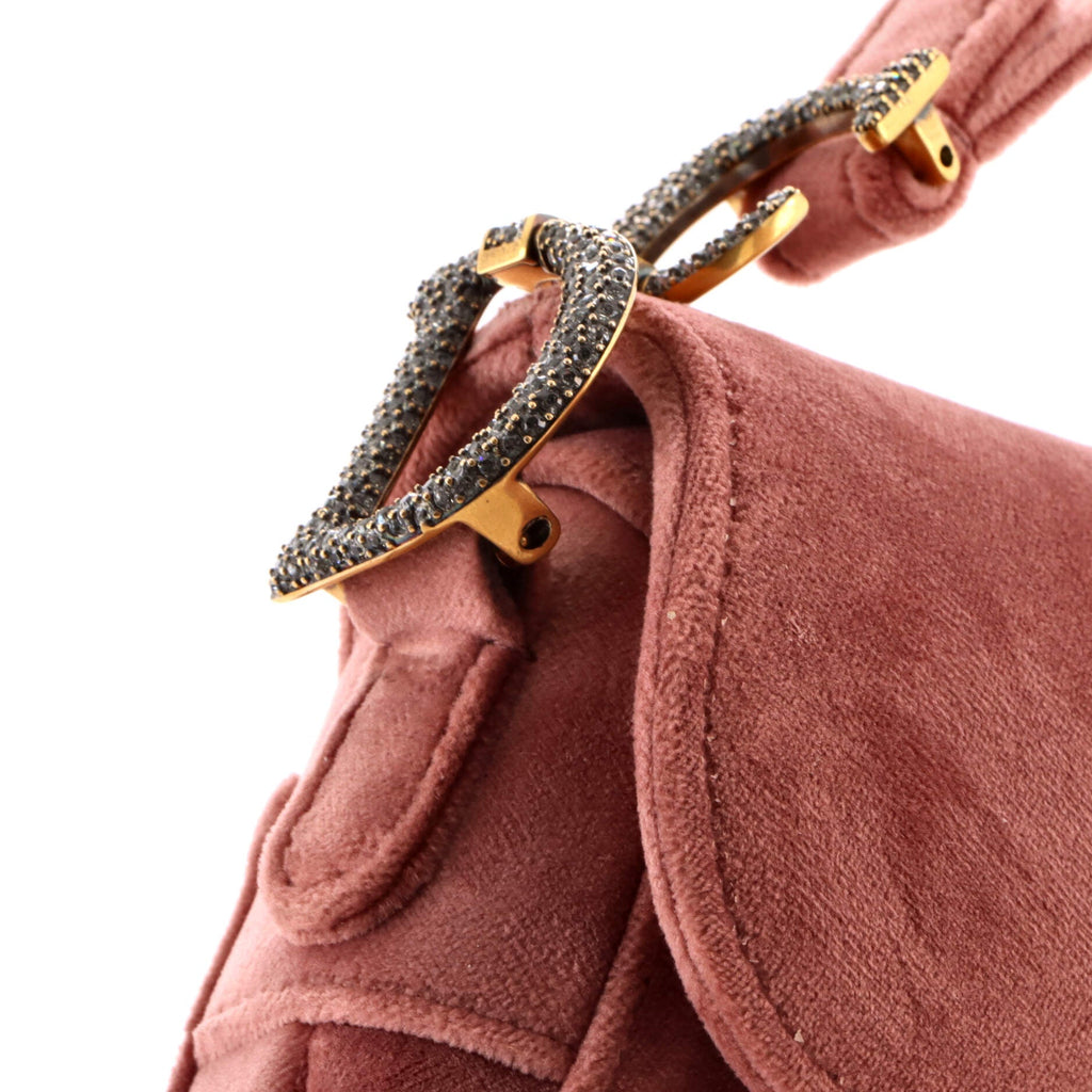 Saddle Handbag Velvet with Crystals Mini