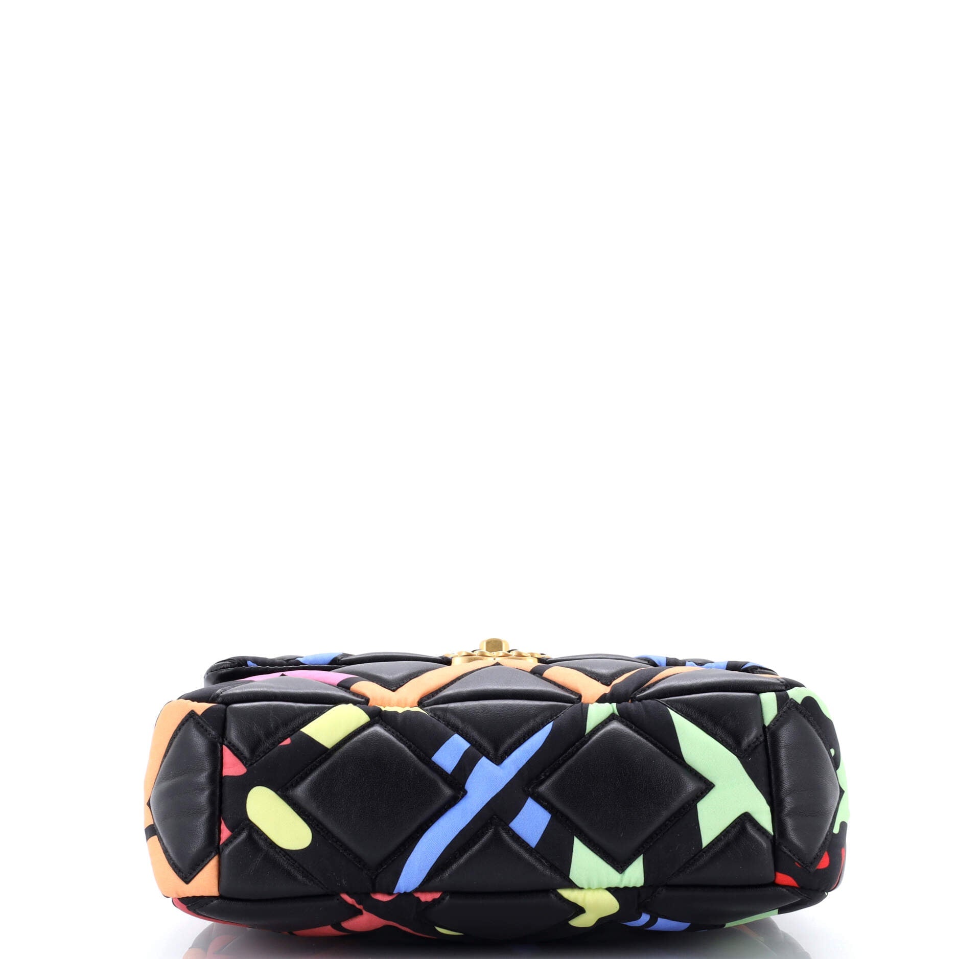 19 Flap Bag Quilted Lambskin and Printed Silk Medium