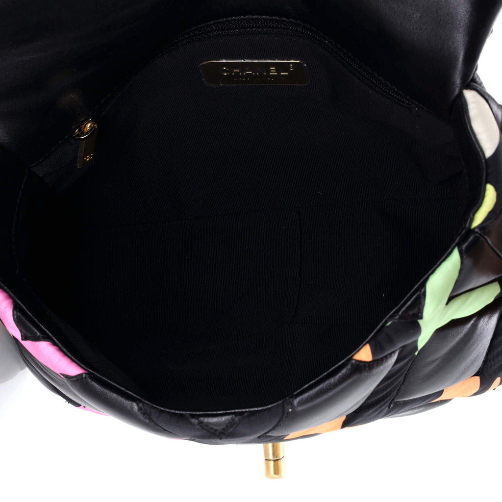 19 Flap Bag Quilted Lambskin and Printed Silk Medium