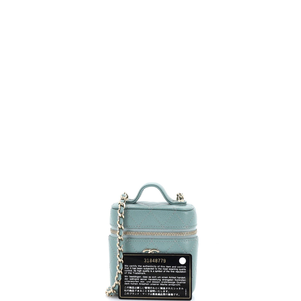 Handle with Care Vanity Case with Chain Quilted Caviar