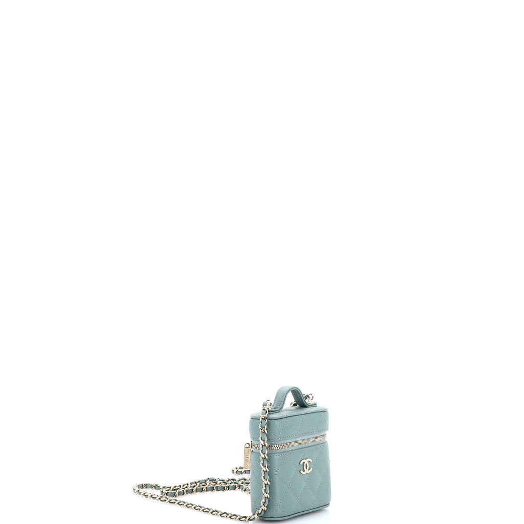 Handle with Care Vanity Case with Chain Quilted Caviar