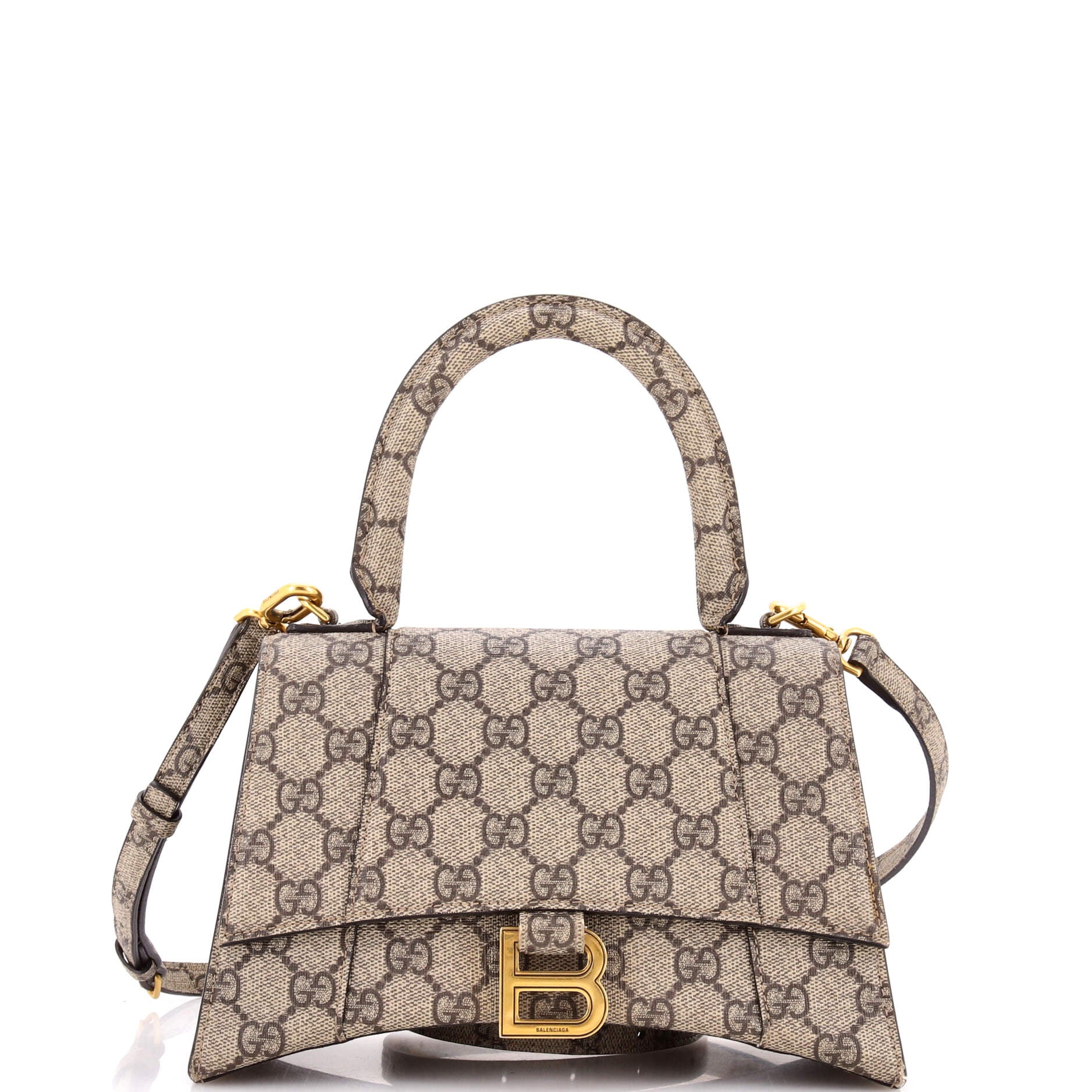 x Balenciaga The Hacker Project Hourglass Top Handle Bag GG Coated Canvas Small