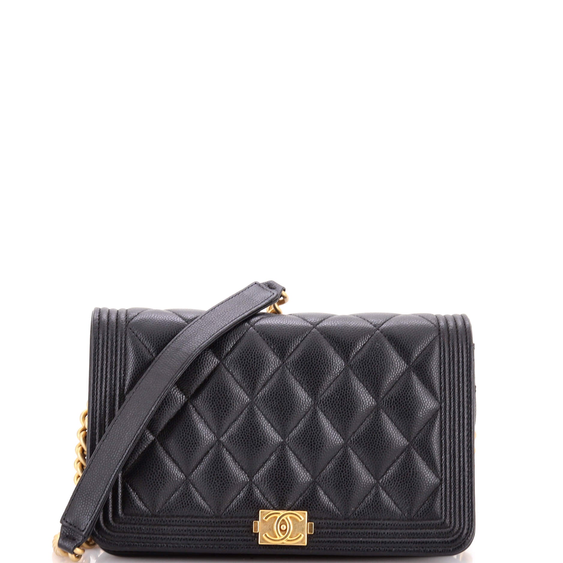 Boy Wallet on Chain Quilted Caviar