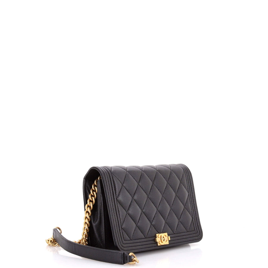 Boy Wallet on Chain Quilted Caviar