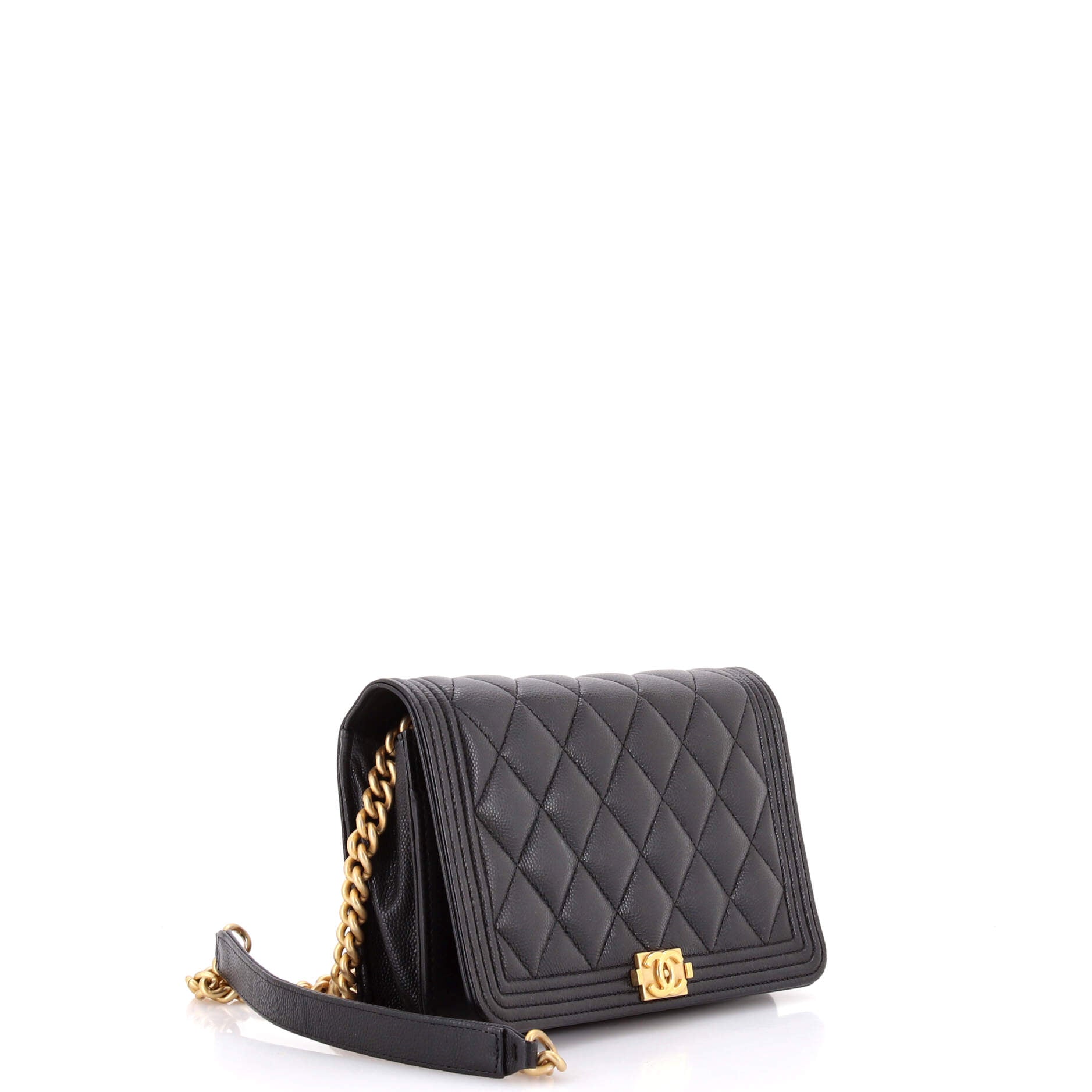 Boy Wallet on Chain Quilted Caviar