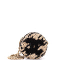 Round Clutch with Chain and Coin Purse Quilted Tweed with Shearling