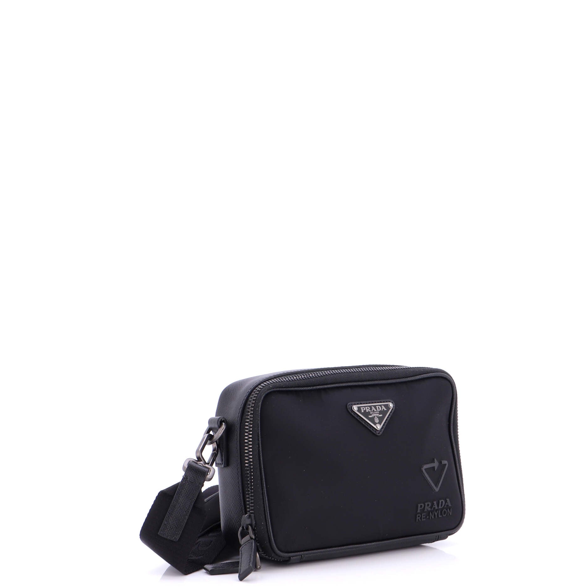 Brique Camera Crossbody Bag Re-Nylon with Saffiano Leather Small