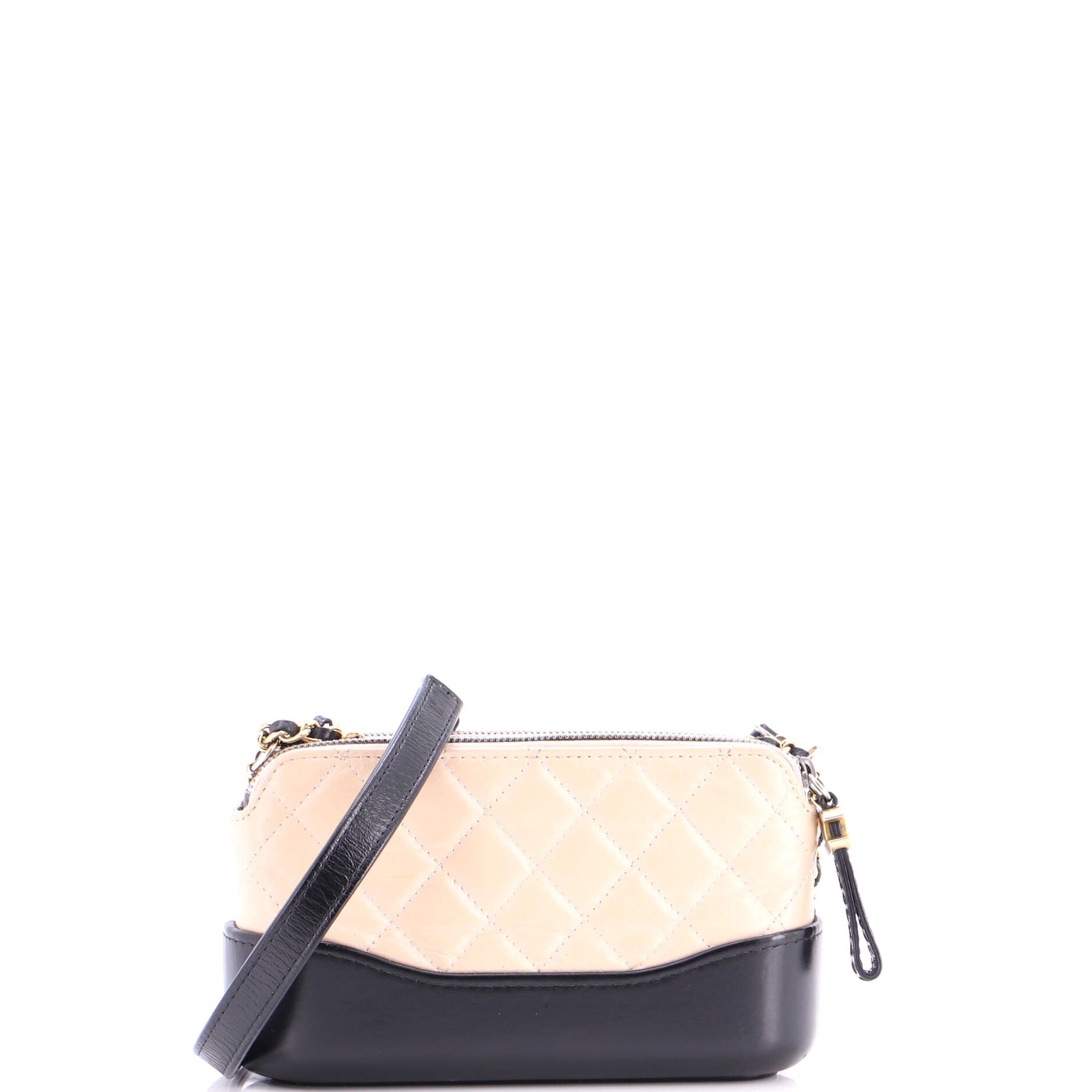 Gabrielle Double Zip Clutch with Chain Quilted Aged Calfskin