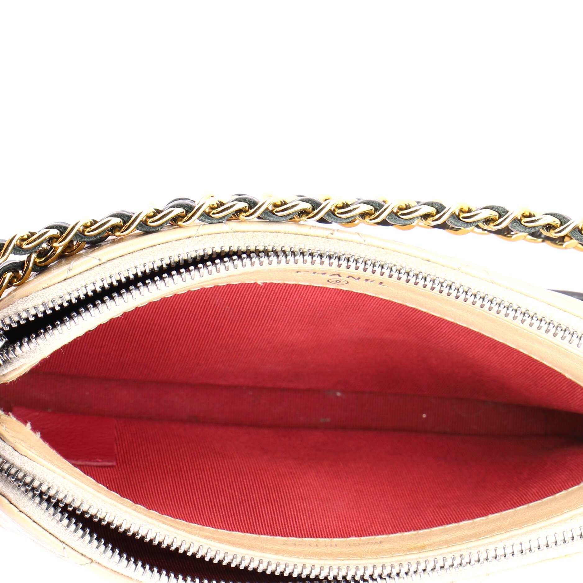 Gabrielle Double Zip Clutch with Chain Quilted Aged Calfskin