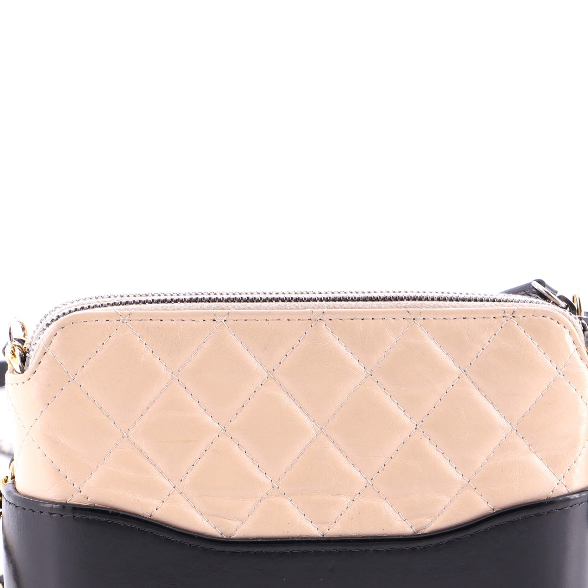 Gabrielle Double Zip Clutch with Chain Quilted Aged Calfskin