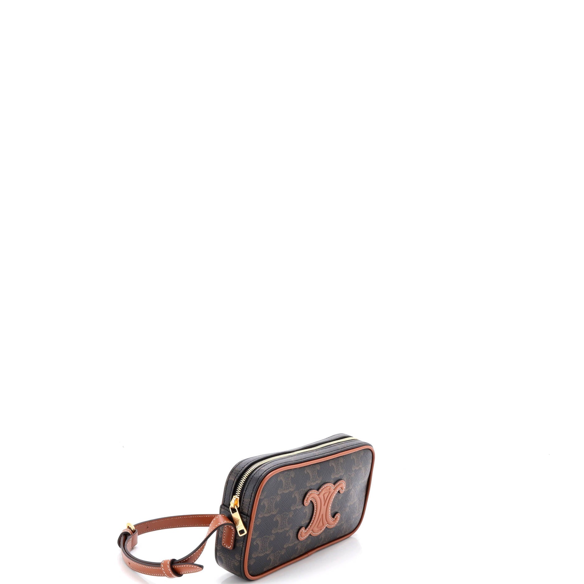Cuir Triomphe Camera Shoulder Bag Triomphe Coated Canvas with Leather Small