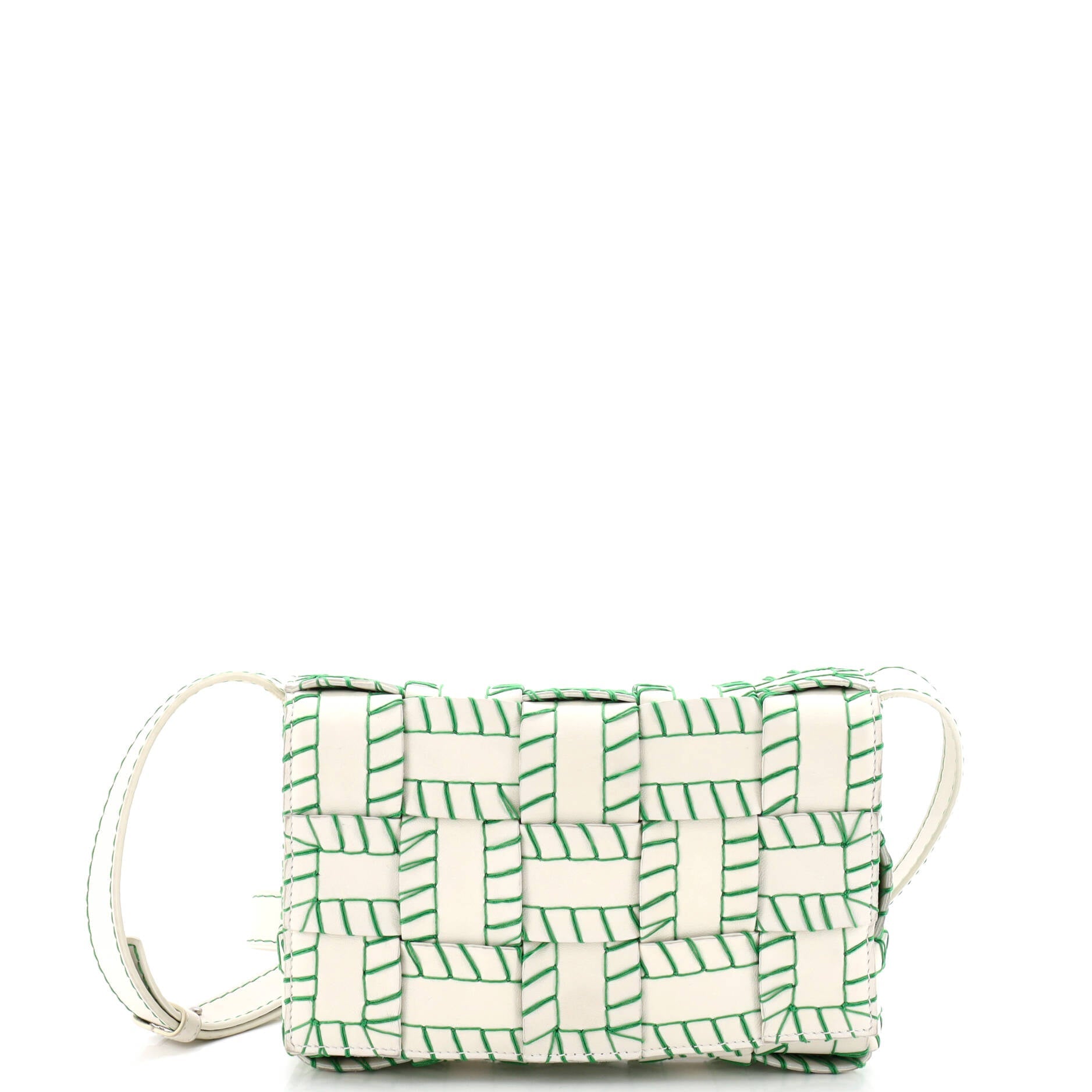 Cassette Crossbody Bag Baseball Stitch Maxi Intrecciato Leather Medium