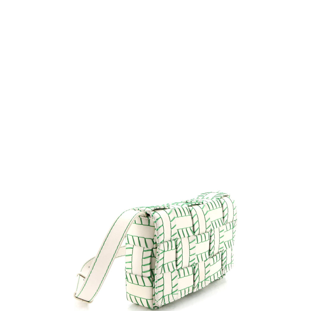 Cassette Crossbody Bag Baseball Stitch Maxi Intrecciato Leather Medium