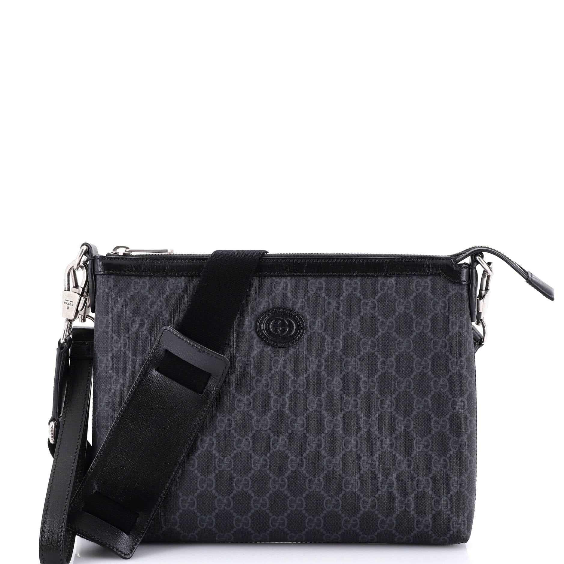 Interlocking G Patch Wristlet Messenger Bag GG Coated Canvas Medium