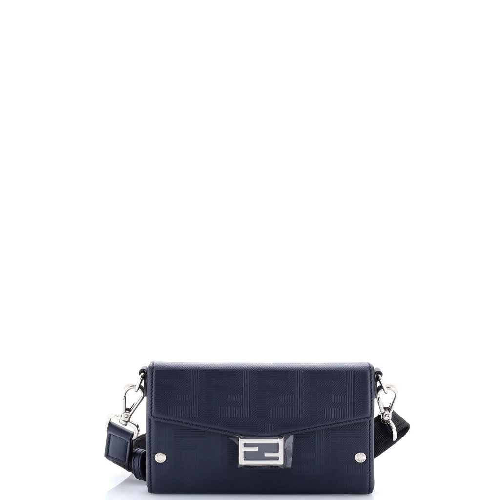 Baguette Soft Trunk Phone Pouch Zucca Embossed Leather
