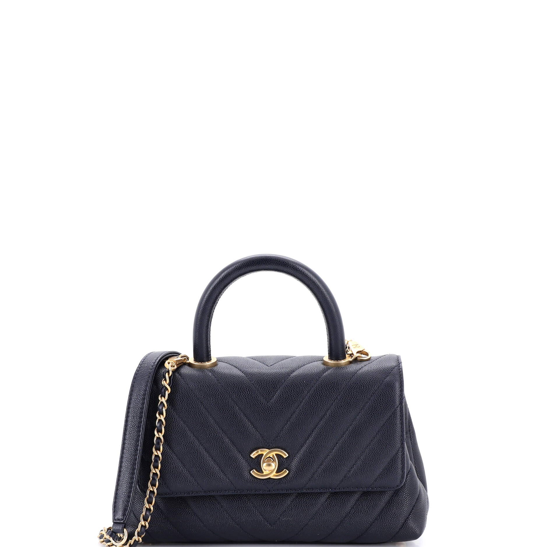 Coco Top Handle Bag Chevron Caviar Mini