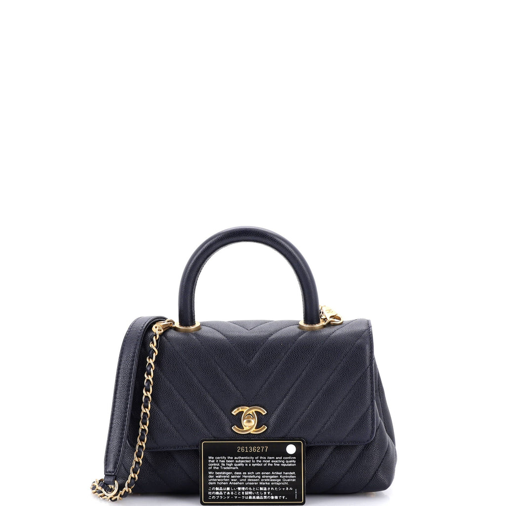 Coco Top Handle Bag Chevron Caviar Mini