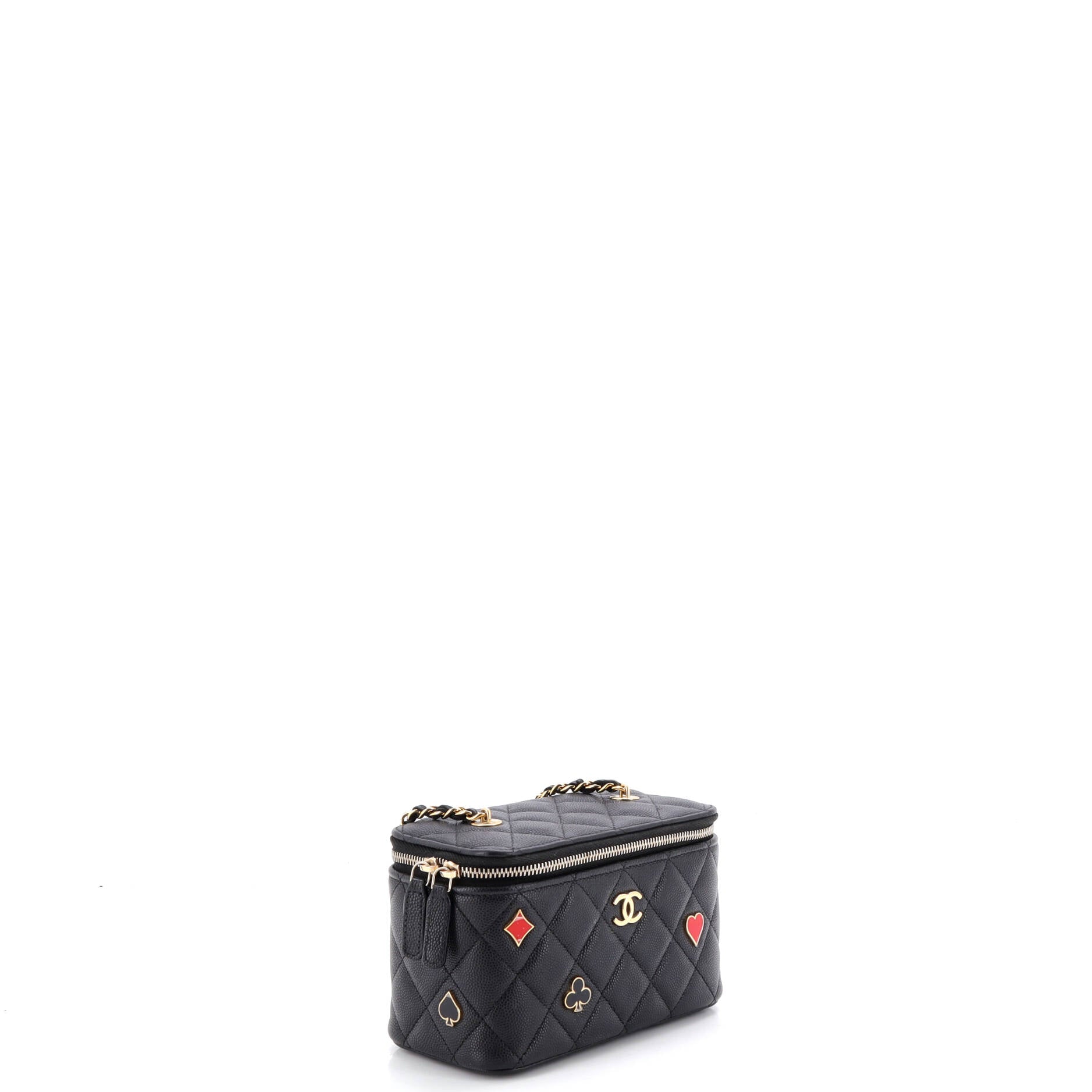 Coco Casino Vanity Case with Chain Quilted Caviar Small