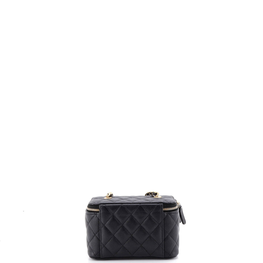 Coco Casino Vanity Case with Chain Quilted Caviar Small