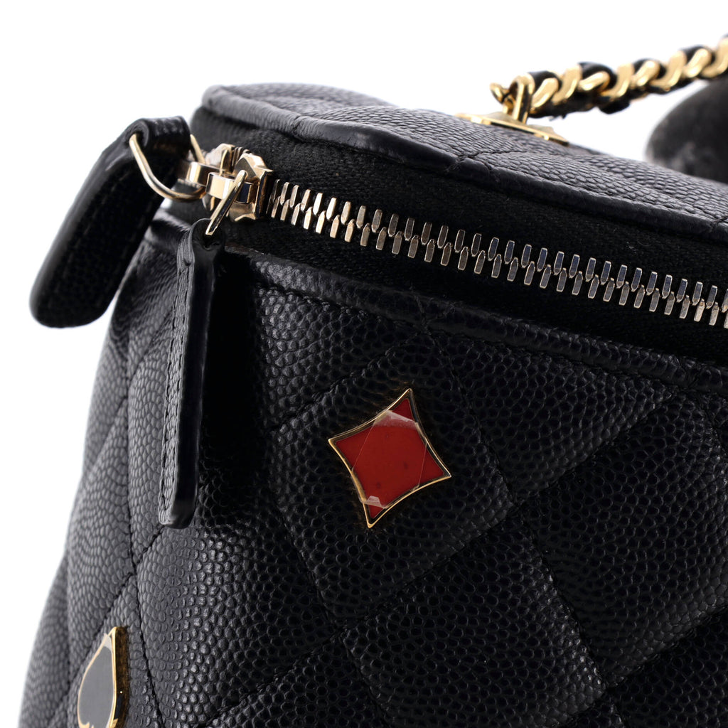 Coco Casino Vanity Case with Chain Quilted Caviar Small