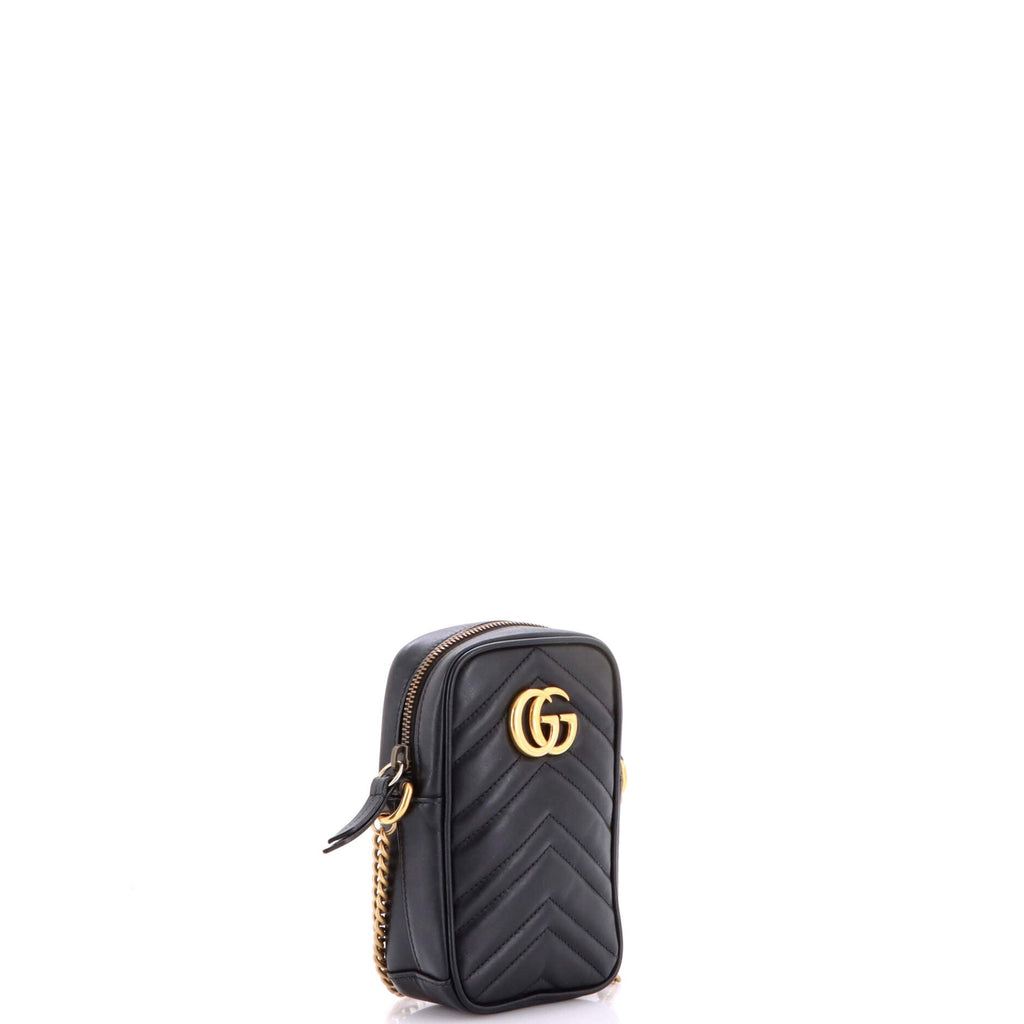 GG Marmont Vertical Phone Crossbody Bag Matelasse Leather Mini