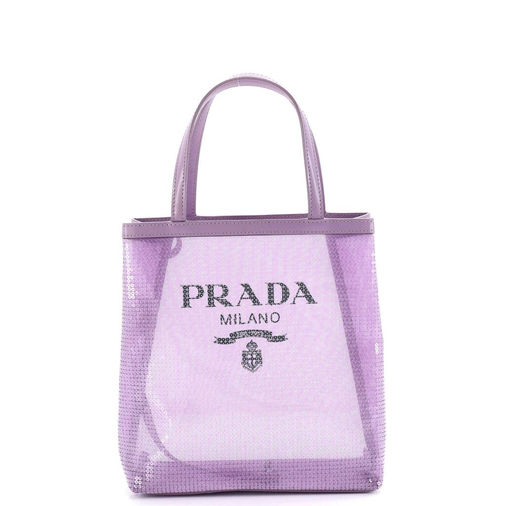 Logo Open Tote Sequined Mesh Small