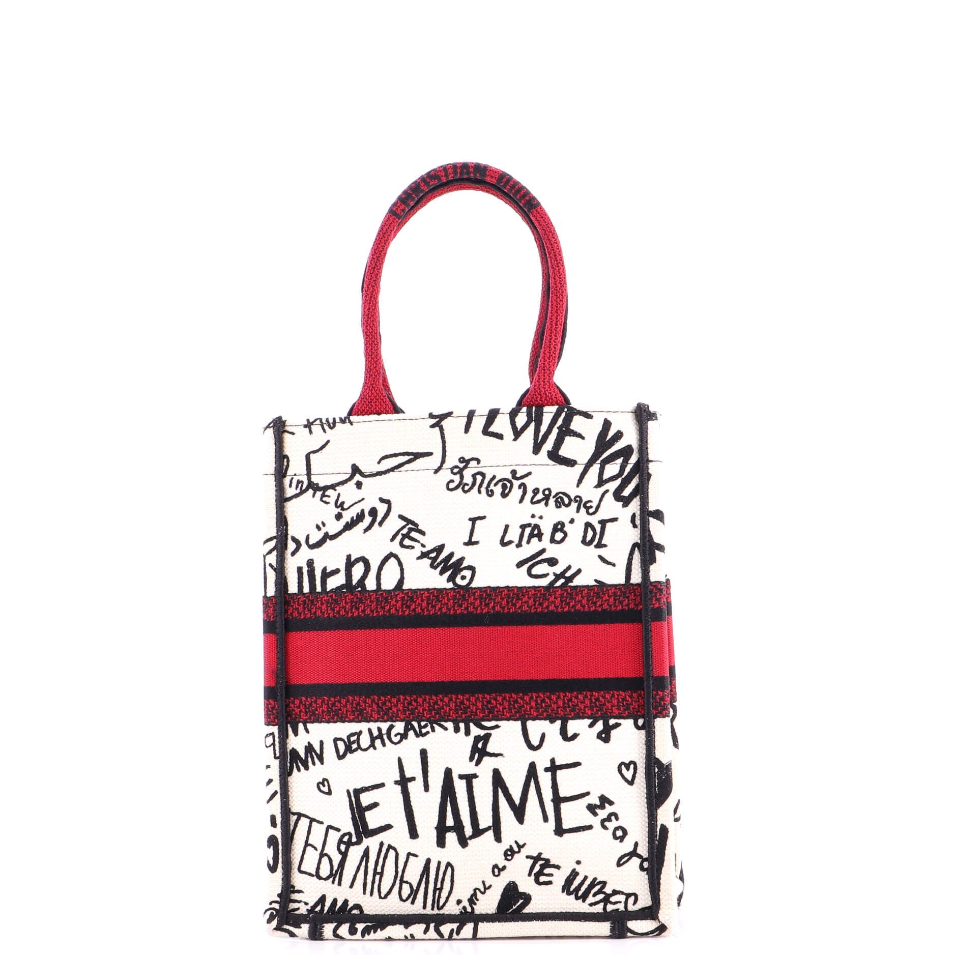 Book Tote Embroidered Canvas Vertical
