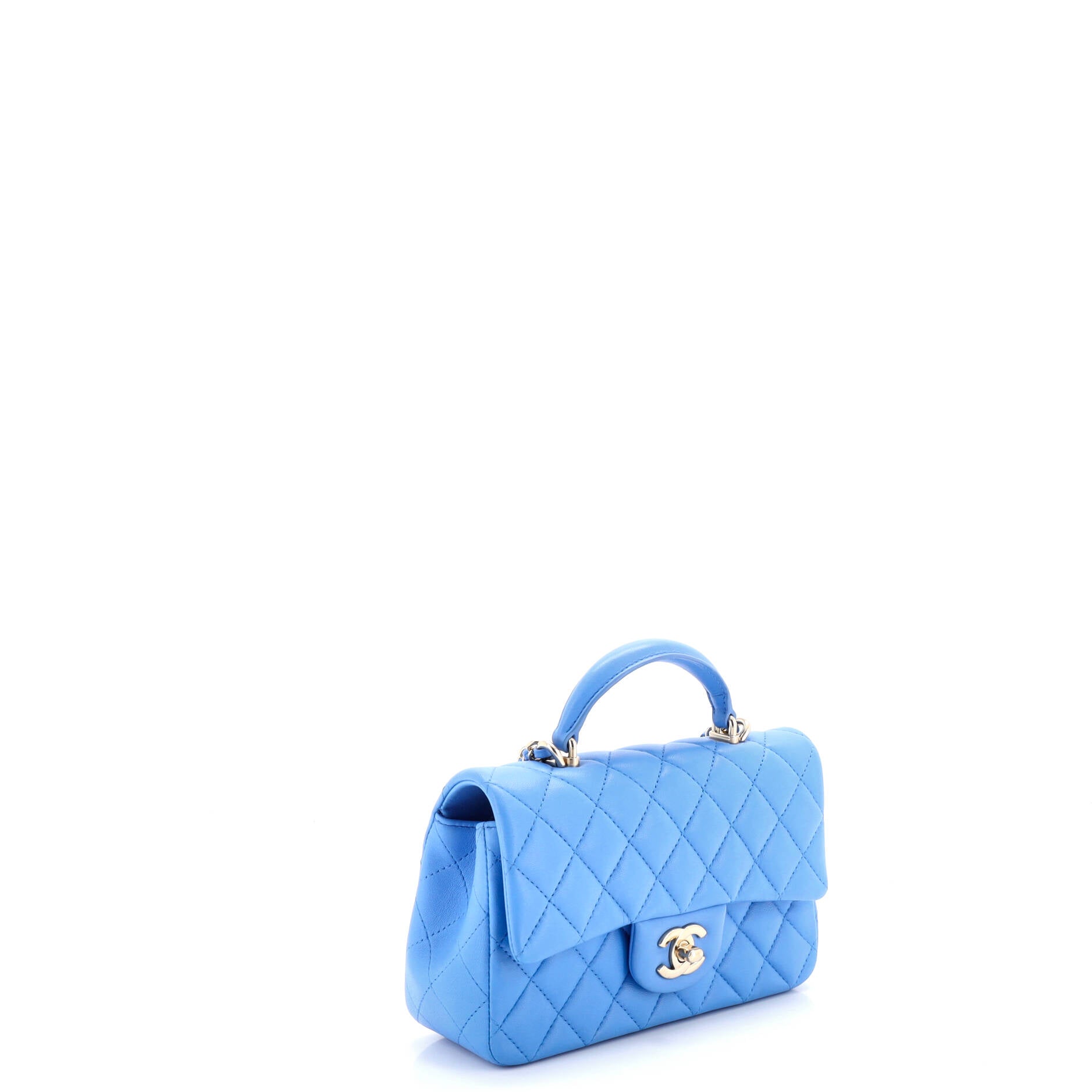 Classic Single Flap Top Handle Bag Quilted Lambskin Mini