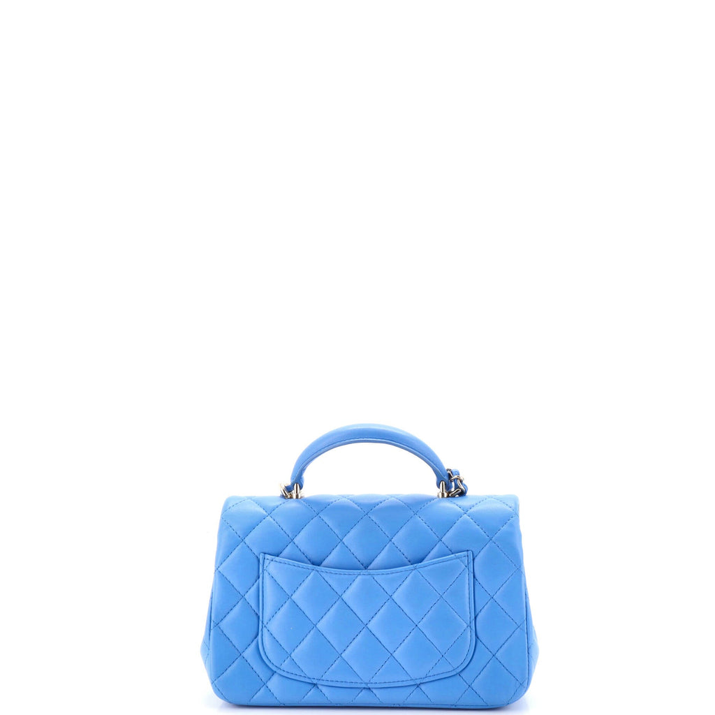 Classic Single Flap Top Handle Bag Quilted Lambskin Mini