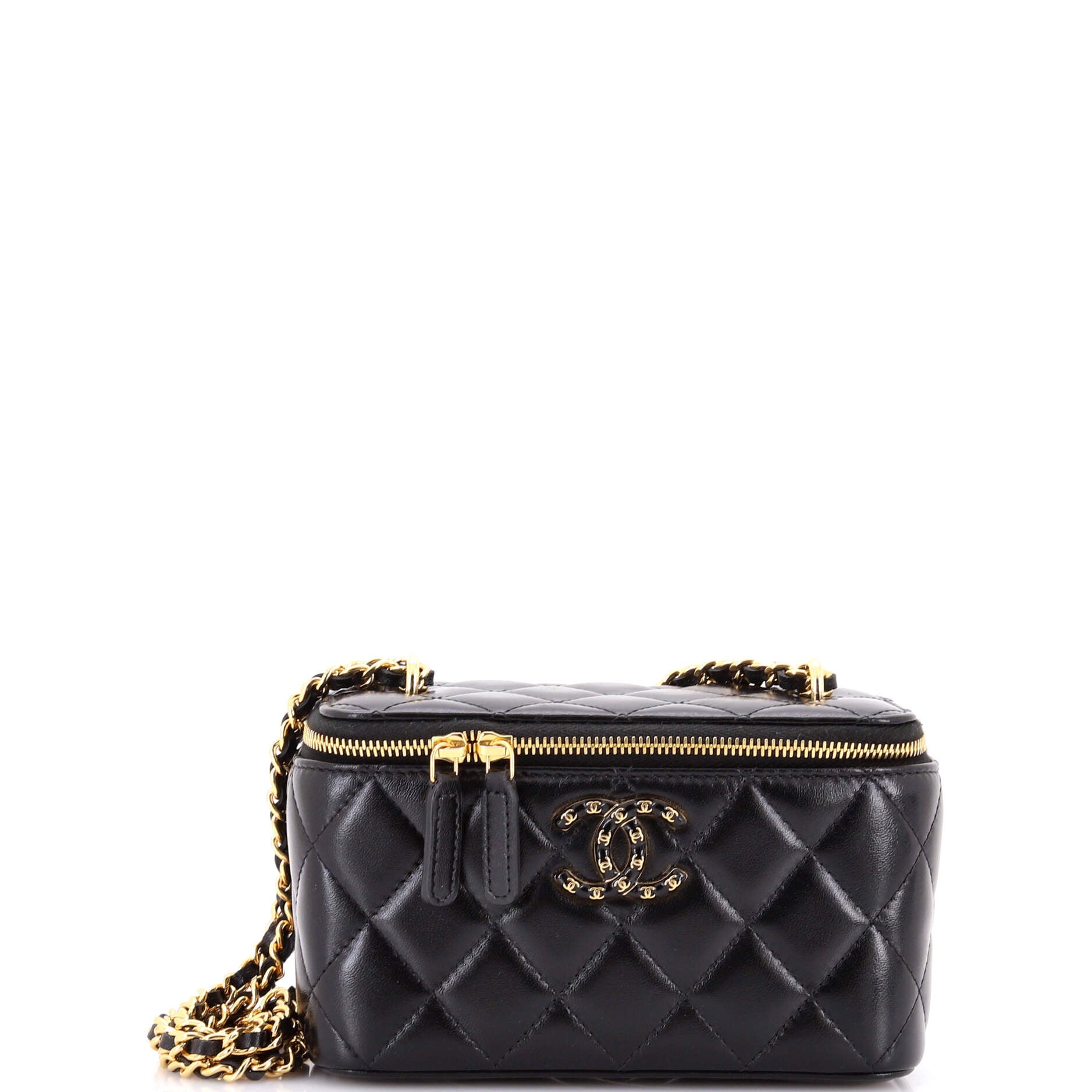 Mini CC Vanity Case with Chain Quilted Lambskin