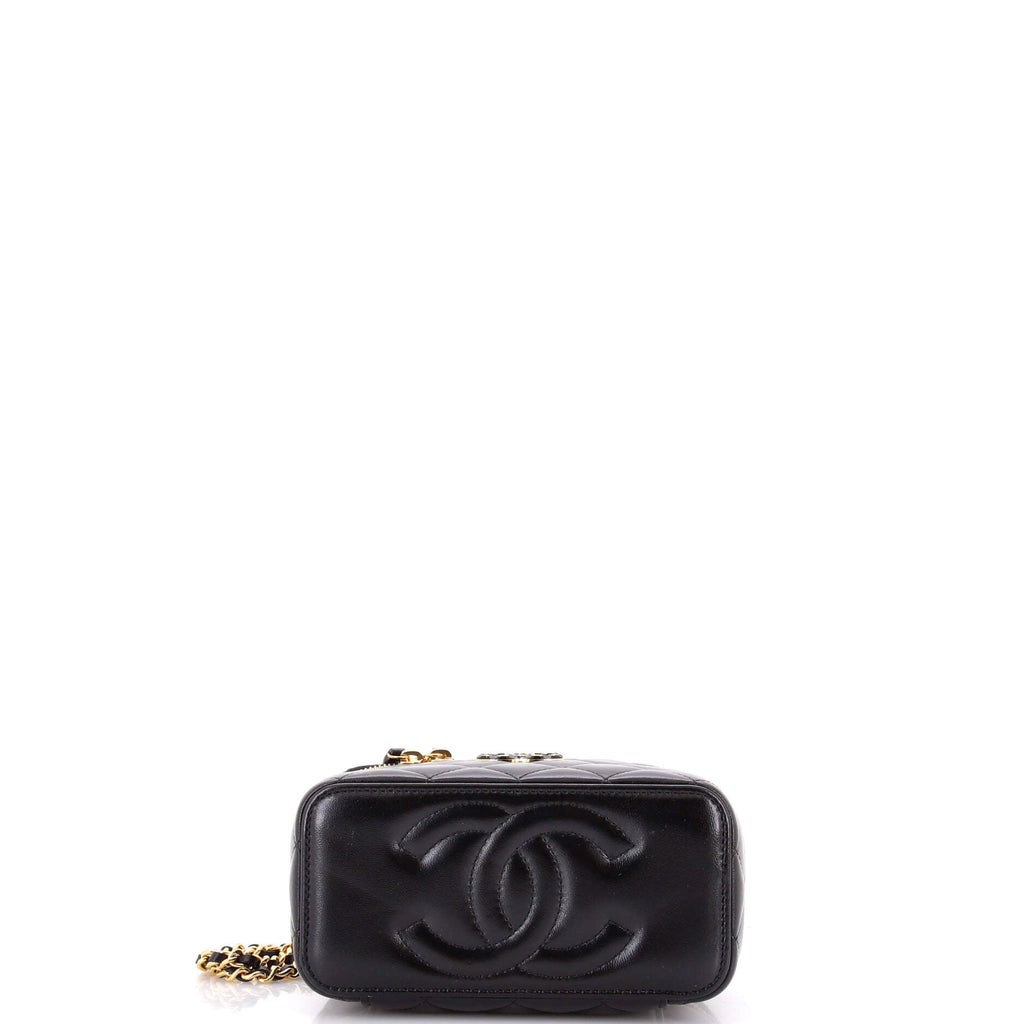 Mini CC Vanity Case with Chain Quilted Lambskin
