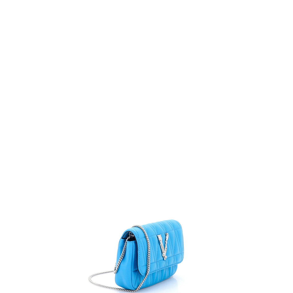Virtus Chain Flap Shoulder Bag Quilted Leather Mini
