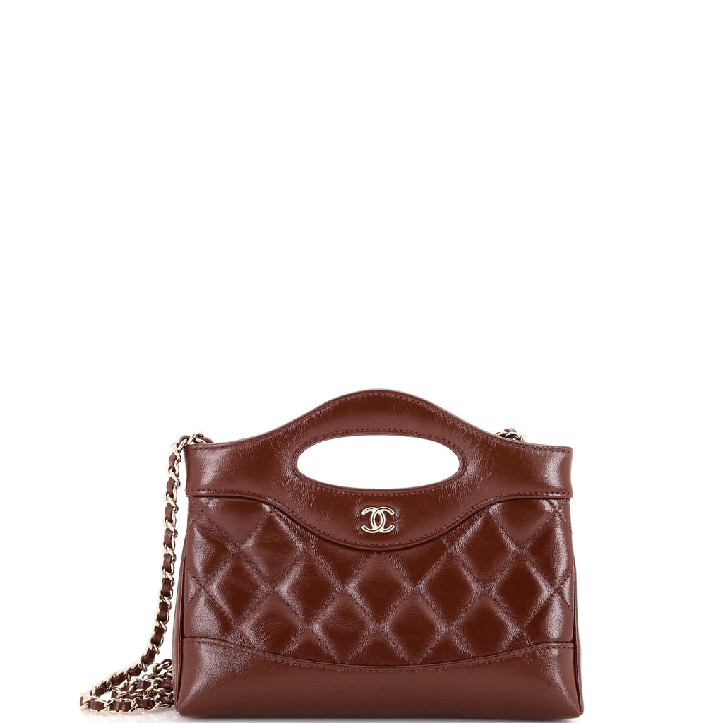 31 Shopping Bag Clutch with Chain Quilted Lambskin Small