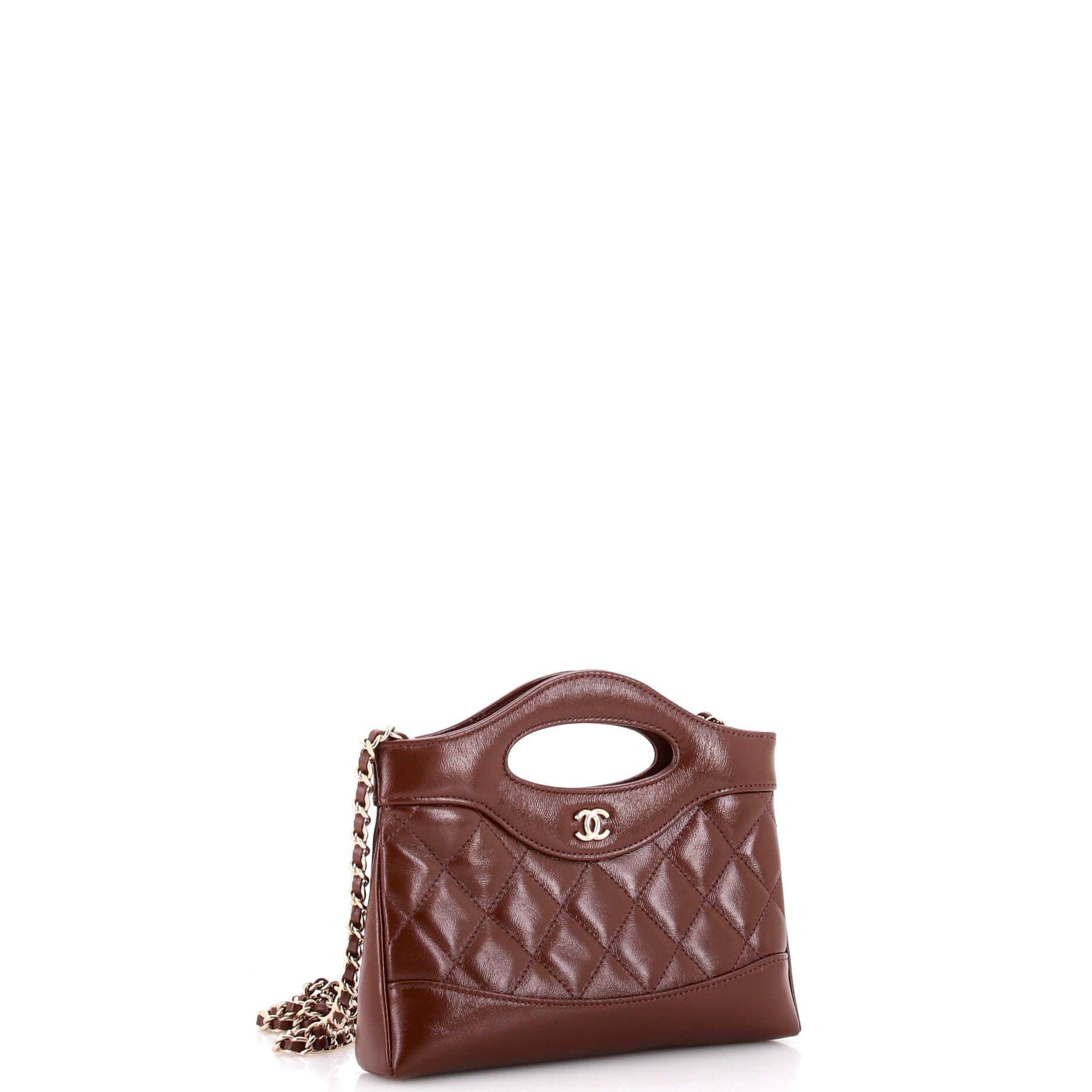 31 Shopping Bag Clutch with Chain Quilted Lambskin Small
