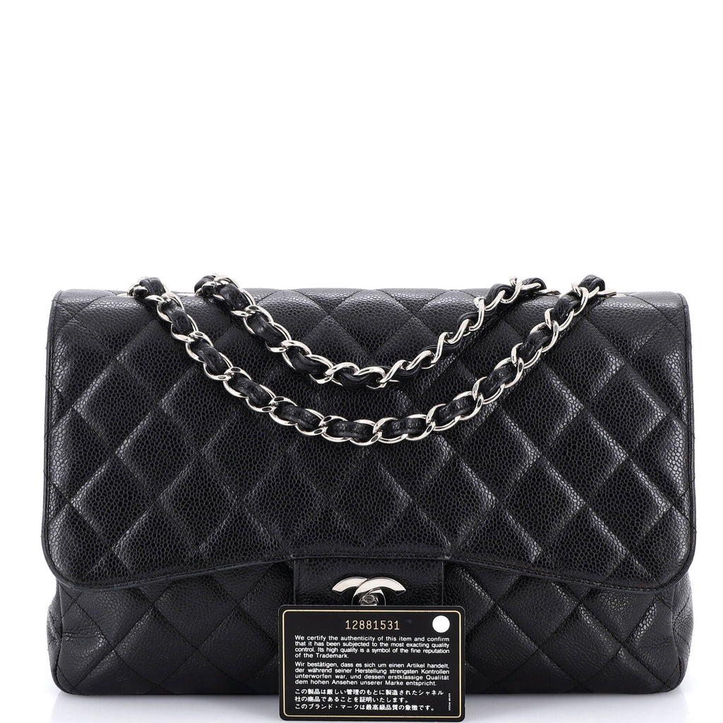 Classic Single Flap Bag Quilted Caviar Jumbo