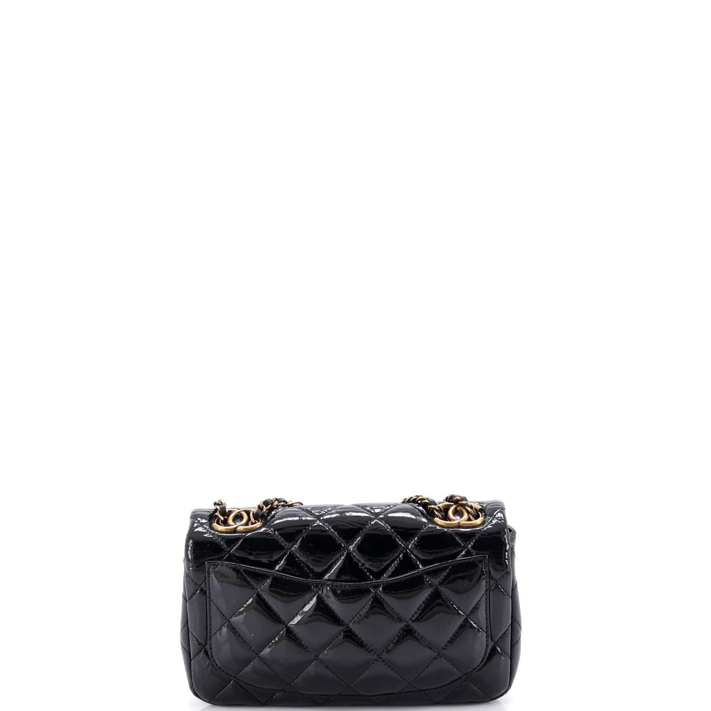 CC Eyelet Flap Bag Quilted Patent Small