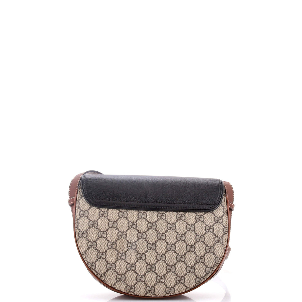 Padlock Saddle Shoulder Bag GG Coated Canvas and Leather Small