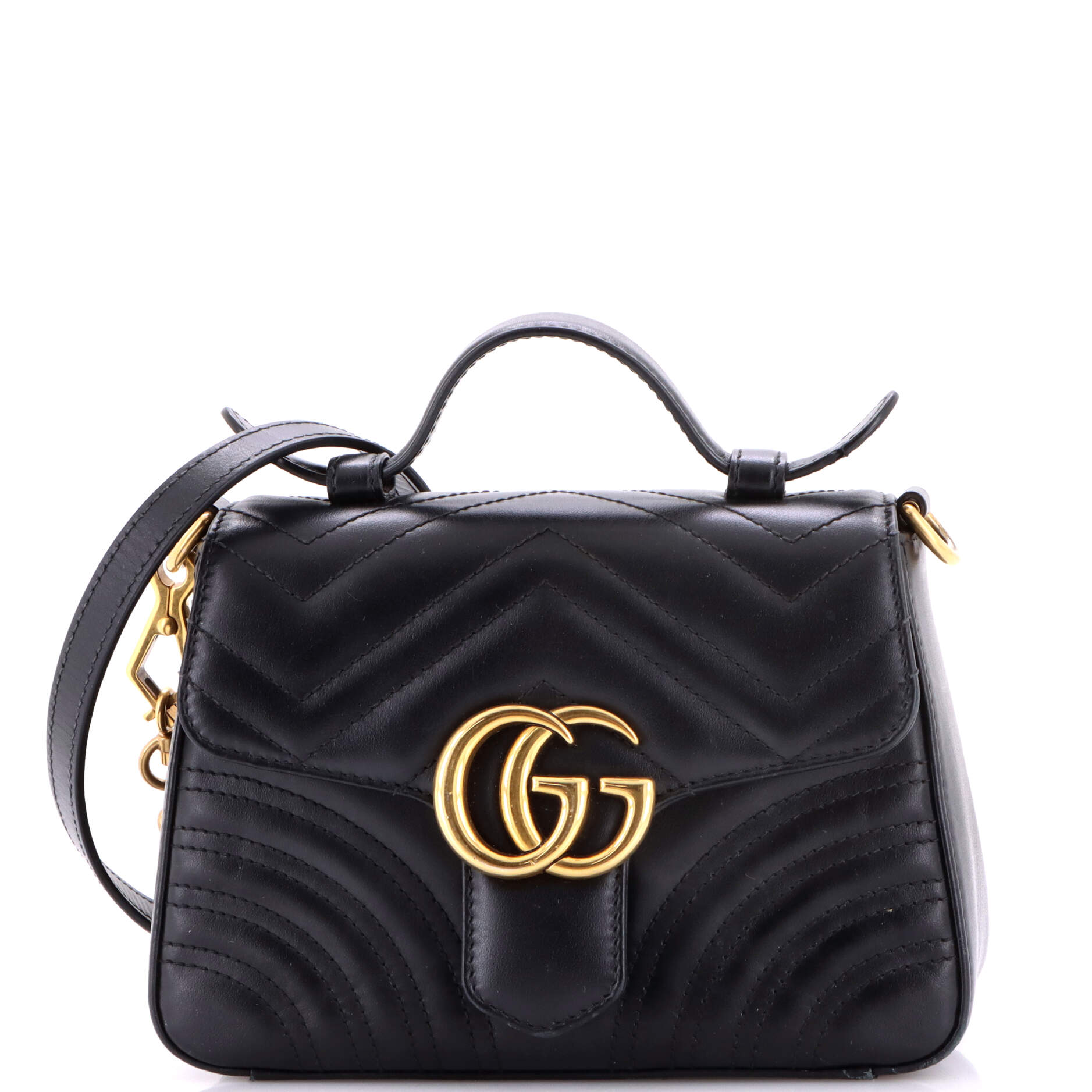 GG Marmont Top Handle Flap Bag Matelasse Leather Mini