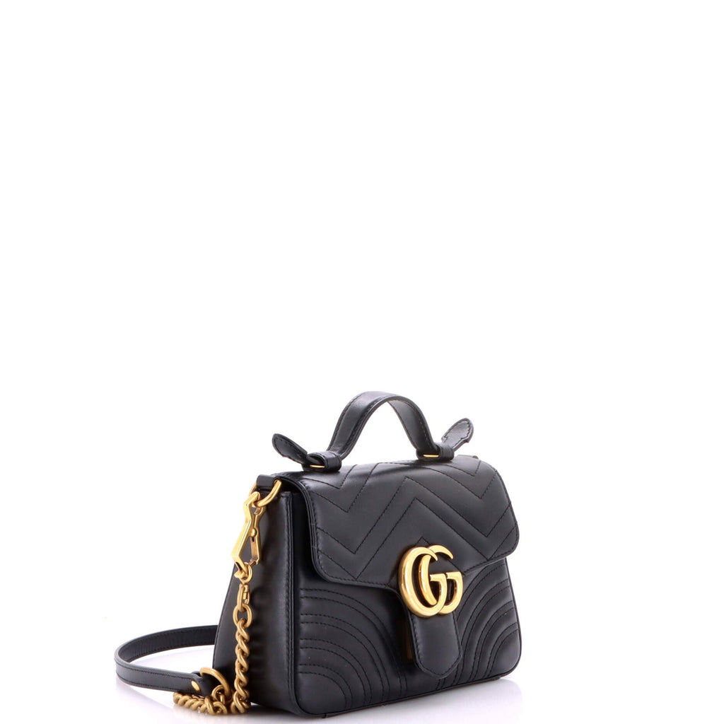 GG Marmont Top Handle Flap Bag Matelasse Leather Mini