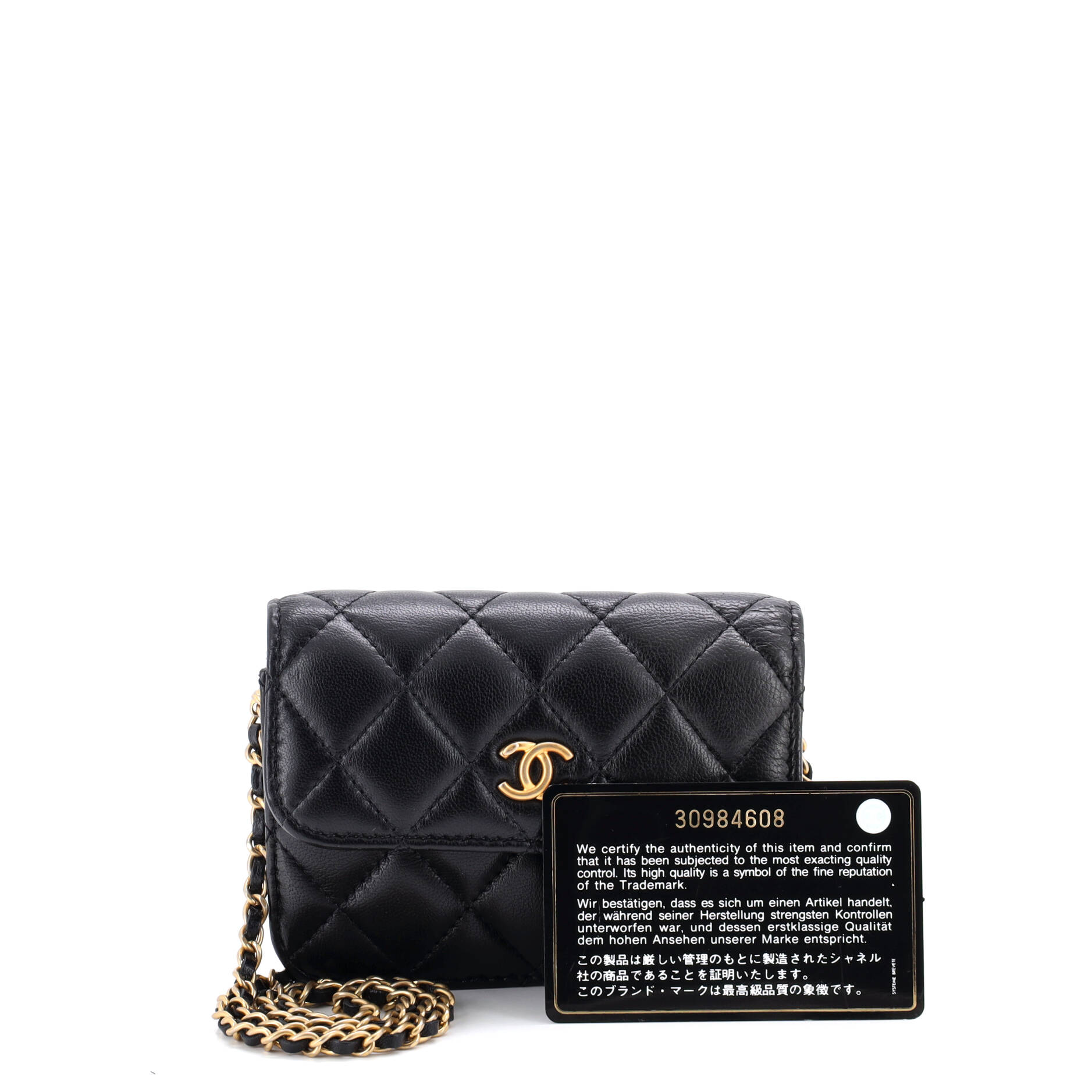Pearl Crush Flap Clutch with Chain Quilted Lambskin Mini