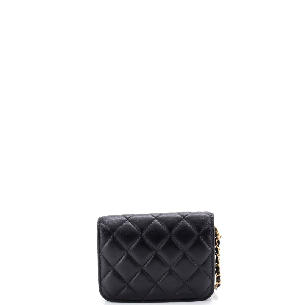 Pearl Crush Flap Clutch with Chain Quilted Lambskin Mini