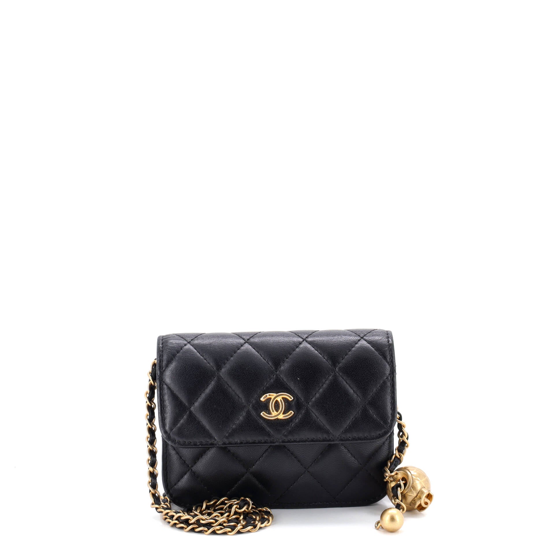 Pearl Crush Flap Clutch with Chain Quilted Lambskin Mini
