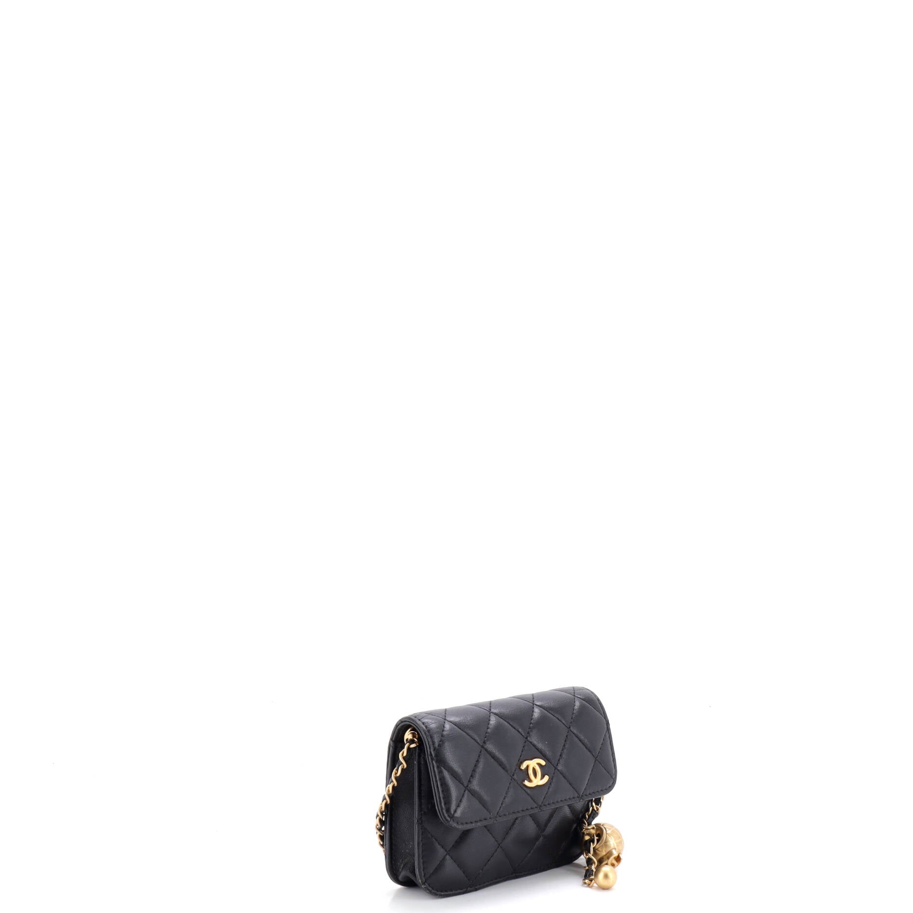 Pearl Crush Flap Clutch with Chain Quilted Lambskin Mini