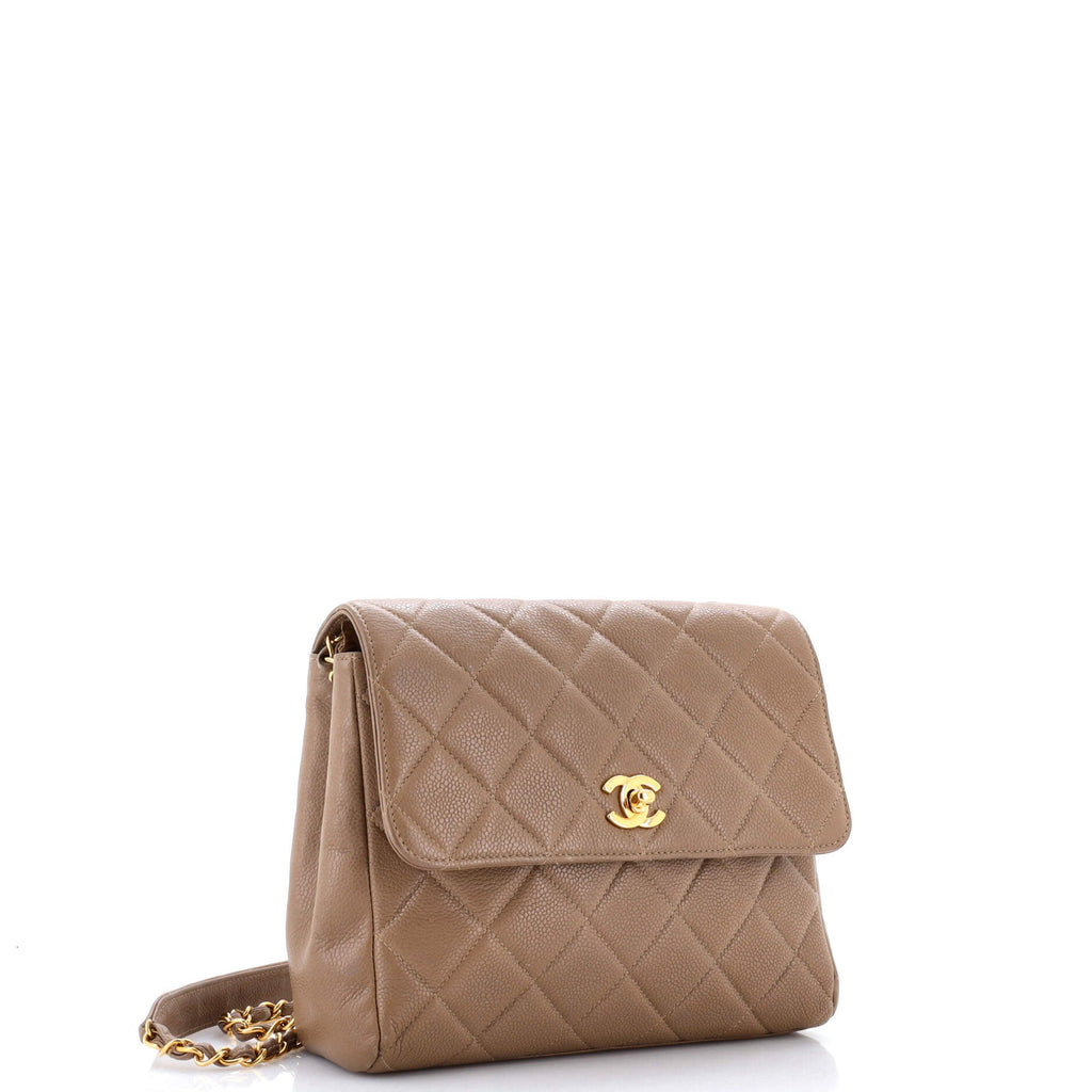 Vintage Square CC Flap Bag Quilted Caviar Small